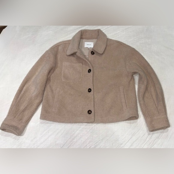 Greylin Anthropology Sz Medium Knit Beige Shirt Jacket Pockets Front Button - Picture 8 of 14